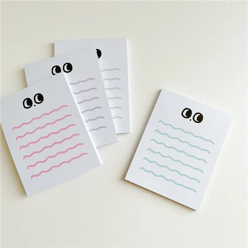 

50 Sheets/pack Cute Eyes Wavy Line Memo Pad Message Notes Decorative Notepad Note Check List Memo Stationery Office Supplies
