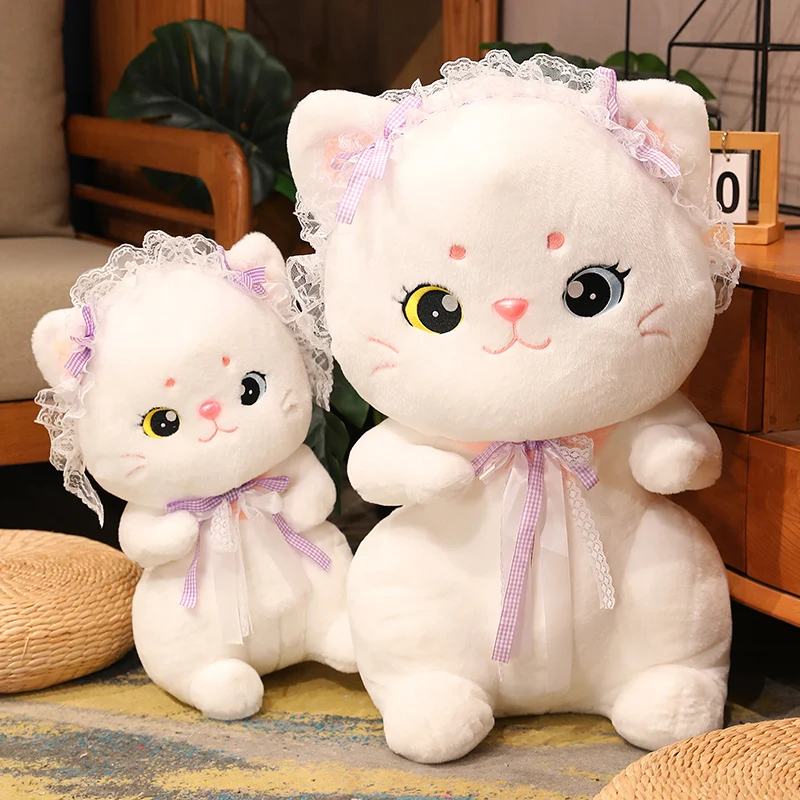 Cute Lolita Cat Plush Toy Kawaii Stuffed Animals Lolita Style Kitten Plushies Doll Soft Toys for Girls Girlfriends Birthday Gift