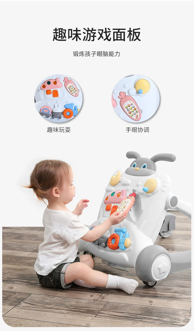 Multifunction Baby Walker Toddler Trolley Baby Stroller Toy Anti Rollover Adjustable Walker Baby Balance Walker 6-24 Months