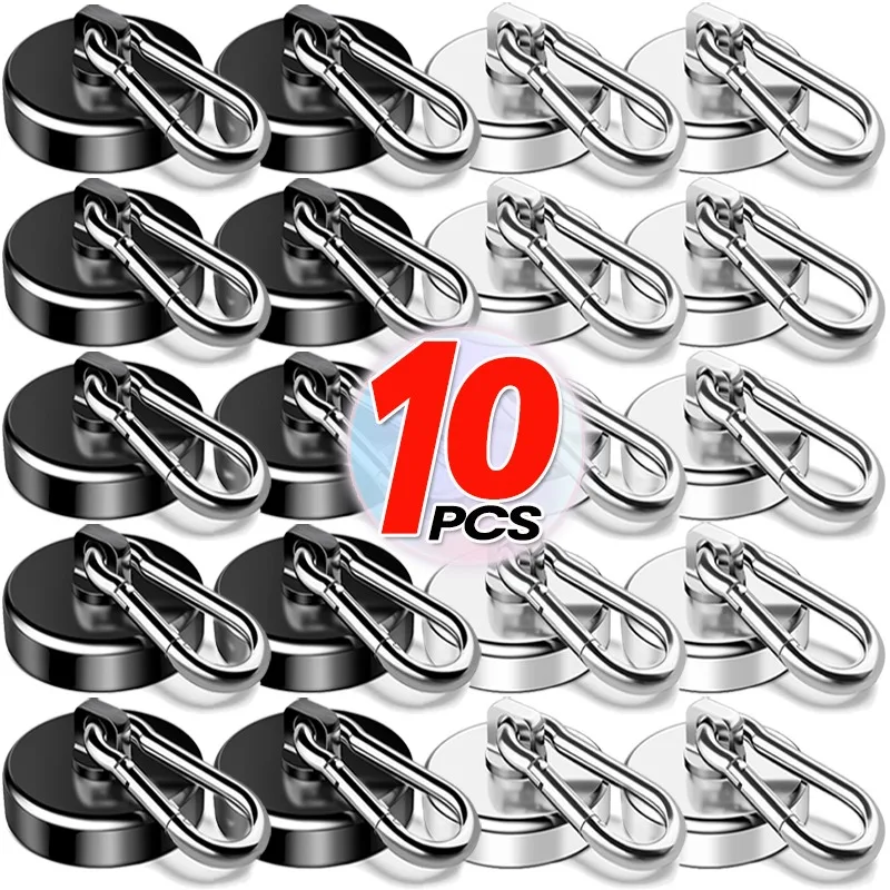 1/10PCS Strong Neodymium ตะขอแม่เหล็ก 360 ° หมุน carabiner แม่เหล็กแหวนพวงกุญแจตะขอห้องครัวห้องน้ําแขวนแขวน 1