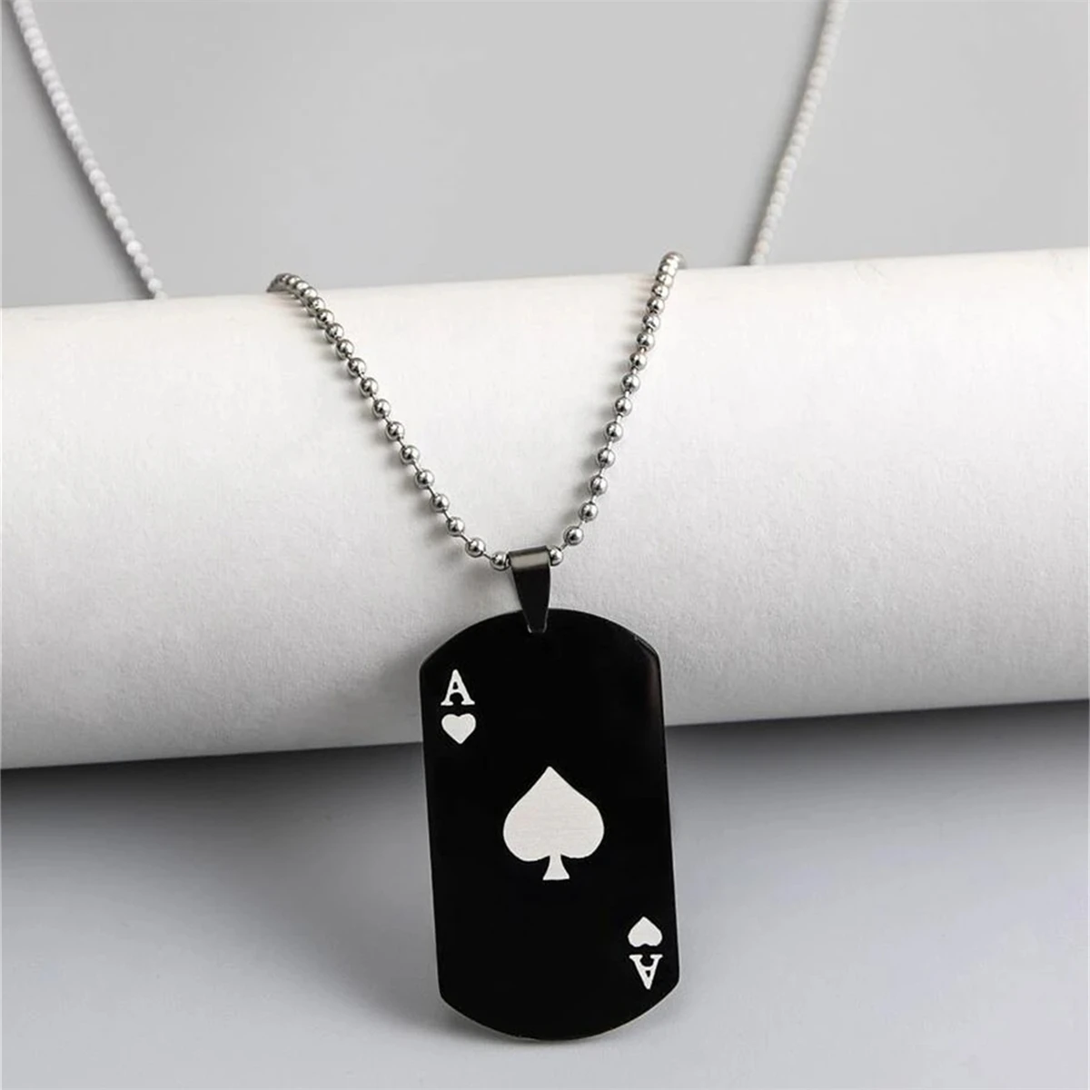 2Piece Set Hip Hop Statement Stainless Steel Poker Card Ace of Spades  Necklace For Women Men Pendant Chain Playing Cards Jewelry - AliExpress