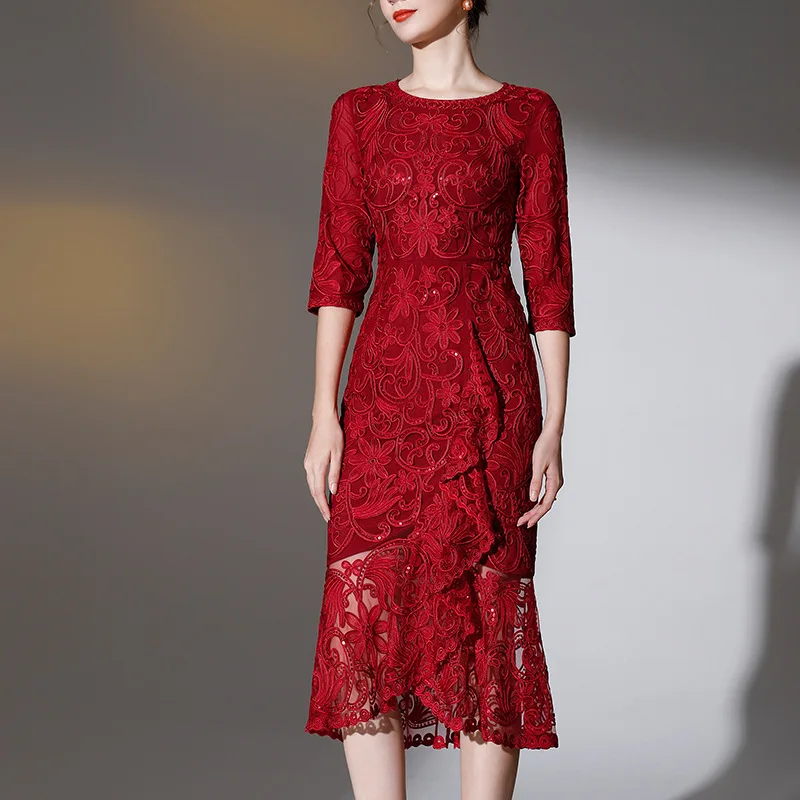 

New Spring and Autumn Wedding Dresses for Mother-in-law Mesh Large Size Evening Dresses for Women robes du soir Wedding dress