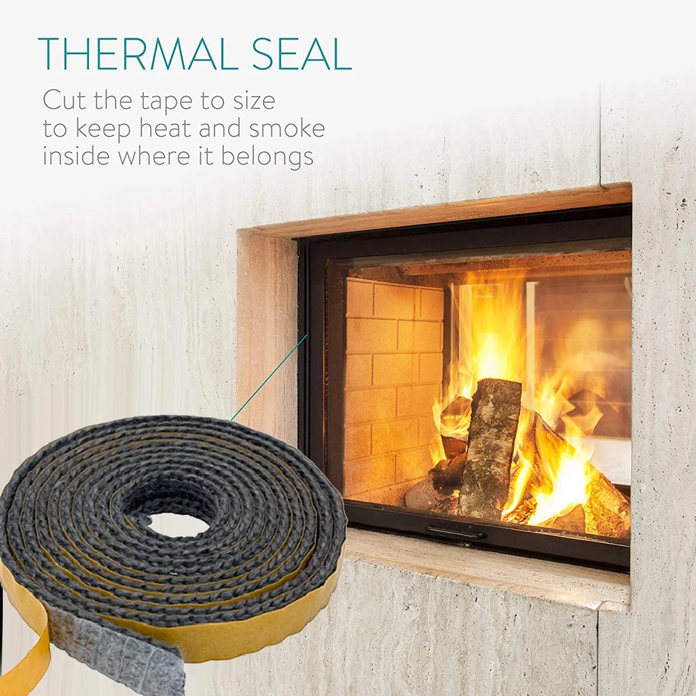 18/20/25mmx2m Black Flat Stove Rope Self Adhesive Fiberglass Seal Fire Rope Fireplace Door Sealing Gasket Cord Replacement fireplace sealing rope