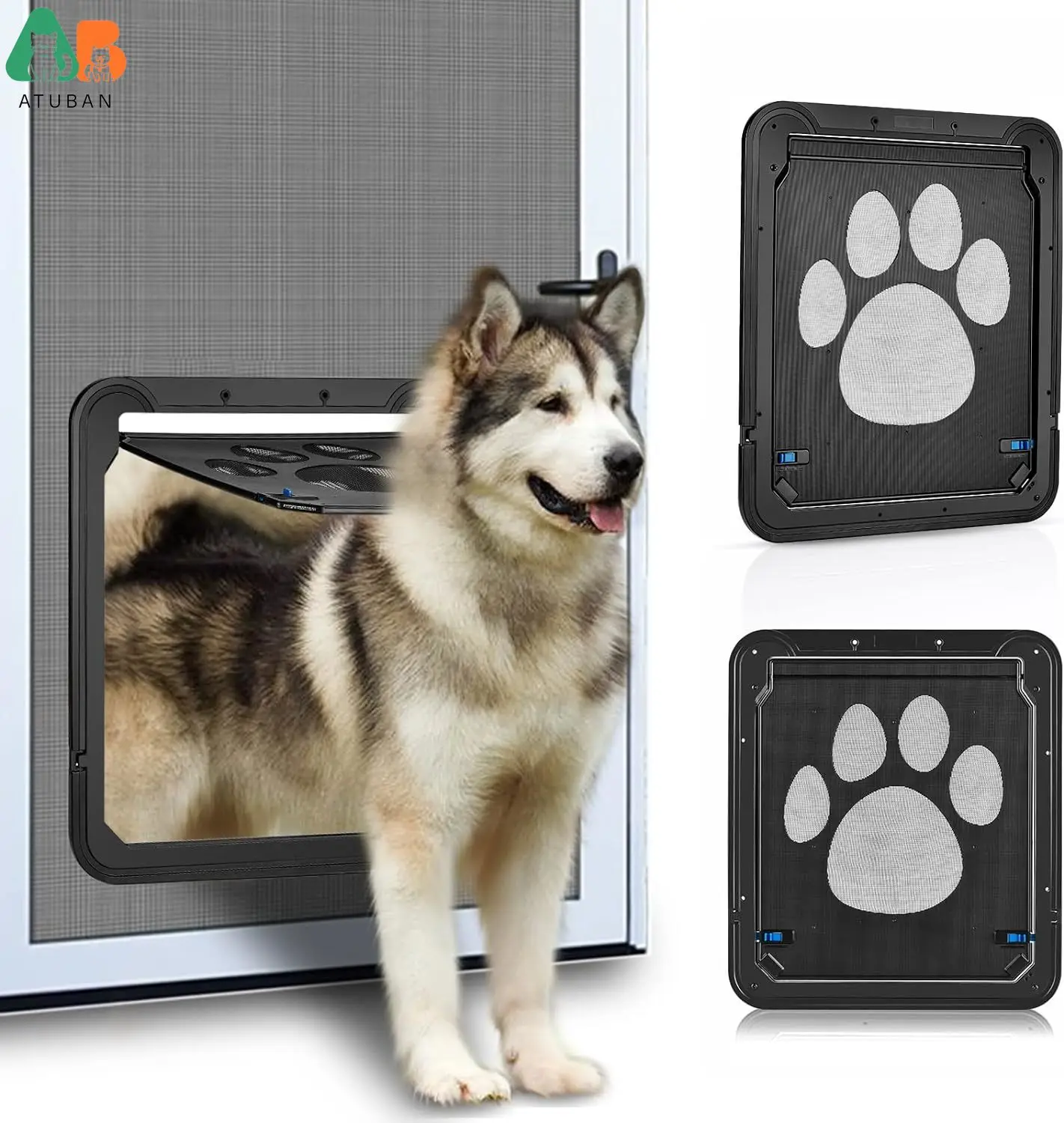 Dog Screen Door 12x14x0.4 Inch Lockable Magnetic Self-Closing pet door