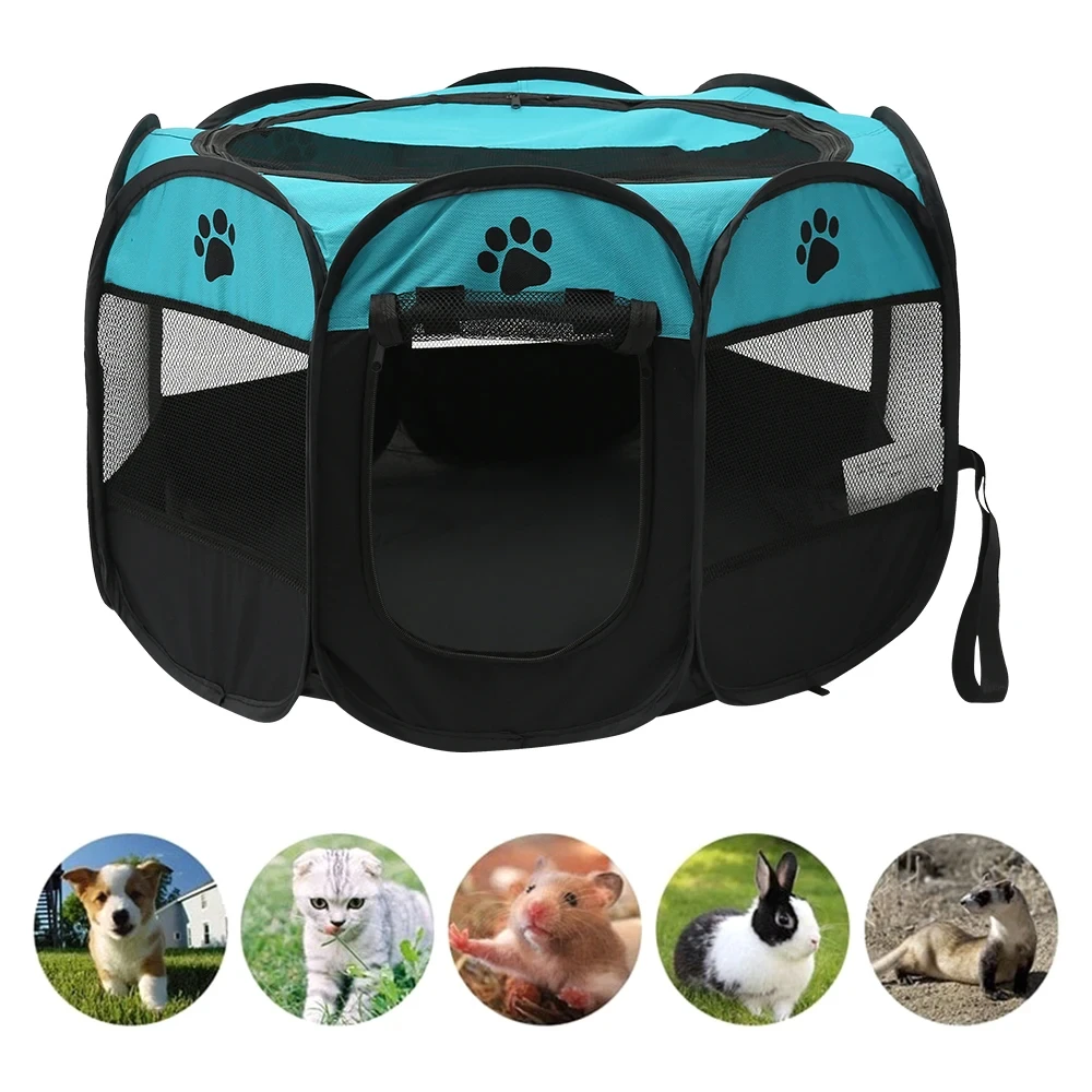 Portable Foldable Pet Tent Kennel Octagonal Fence Puppy Shelter Easy To Use Outdoor Easy Operation Large Dog Cages Cat Fences