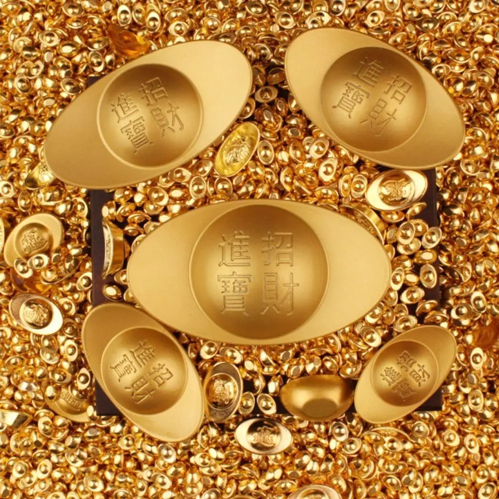 100PCS Gold Mini Gold Dollars Attract Wealth Photo Props Miniature Gold Ingots Luck Charms Gold Melon Seeds
