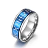 8mm Men's Titanium Stainless Steel Spinner Ring Norse Symbol Luminous Glow Nordic Viking Rune Band 1