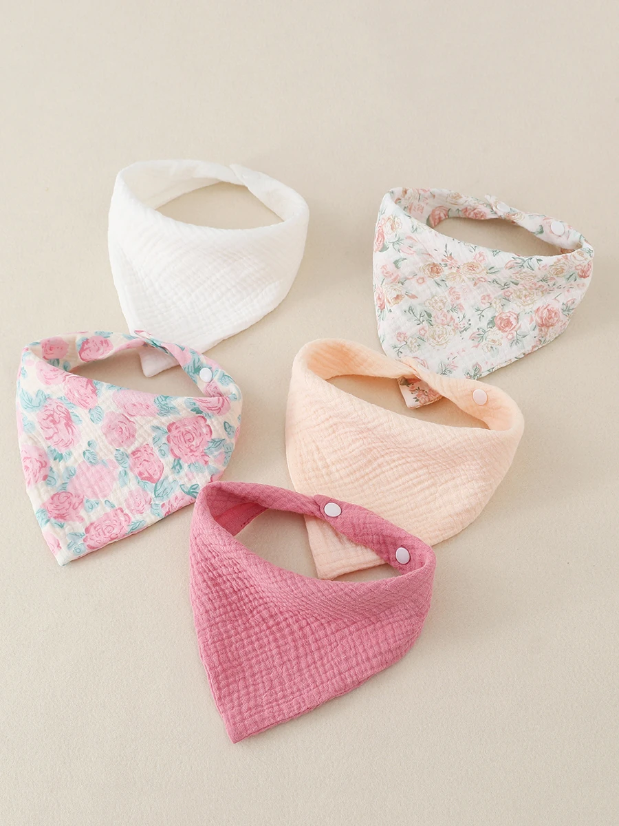 Baby Muslin Cotton Bibs | Toddler Bandana Bib | Burp Cloth Soft Absorbent Gauze Muslin Washable Apron for Baby 5