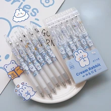 

6PCS/LOT Lovely Cream The Rabbit 0.5mm Black Gel Pen Cute School Office Stationery Supplies