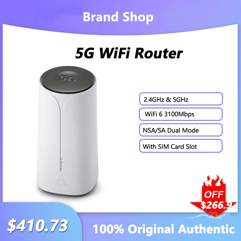 

GT01 WiFi 6 3100Mbps Wireless Router NSA/SA Dual Mode Signal Repeater 5G Full Gigabit Network Amplifier With SIM Card Slot