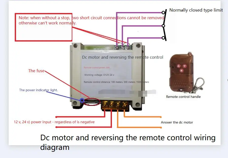 

12V-48V DC Motor Forward and Reverse Remote Control Rated Current 40A Rated 500W Anti-motor Interference