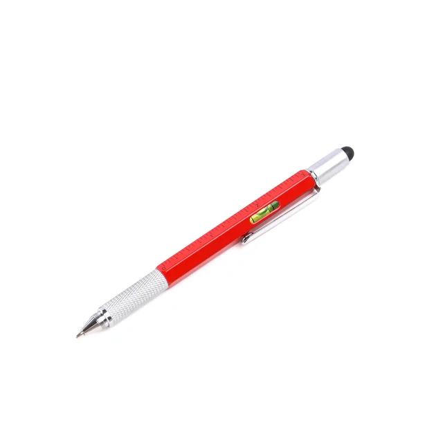7 In1 Multifunction Handheld Screwdriver Tool Ballpoint Pen Measure Technical Ruler Screwdriver Touch Screen Stylus Spirit Level 7 in 1-Red