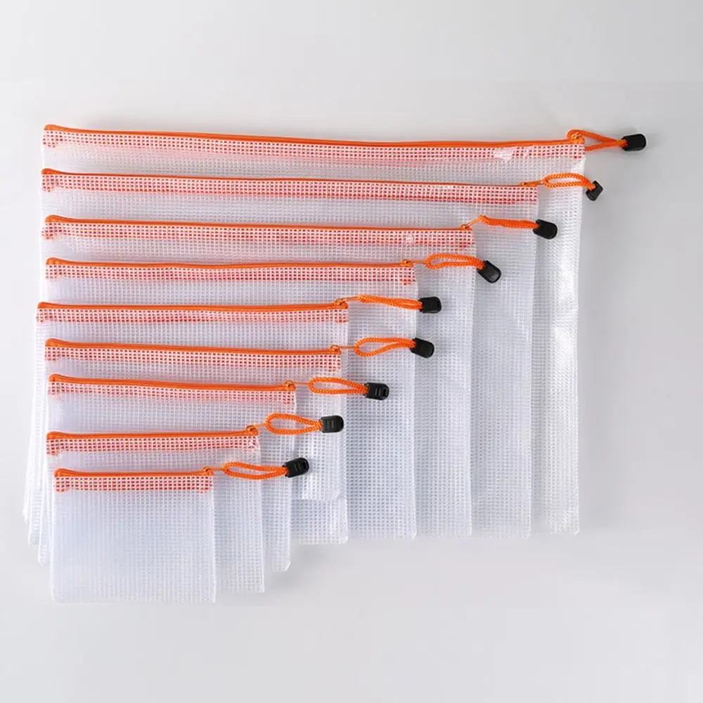 방수 플라스틱 문서 파우치 파일 정리함 대용량 보관 폴더, A3, A4, A5, A6 메쉬 지퍼 파우치, 여행 보관용