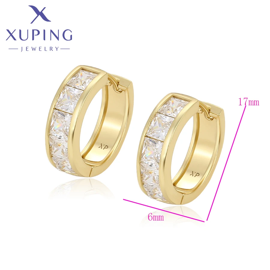 Xuping Jewelry Trendy Elegant Fashion Simple Light Gold Color Huggies Earrings for Women Party Gift X000864239 - 2