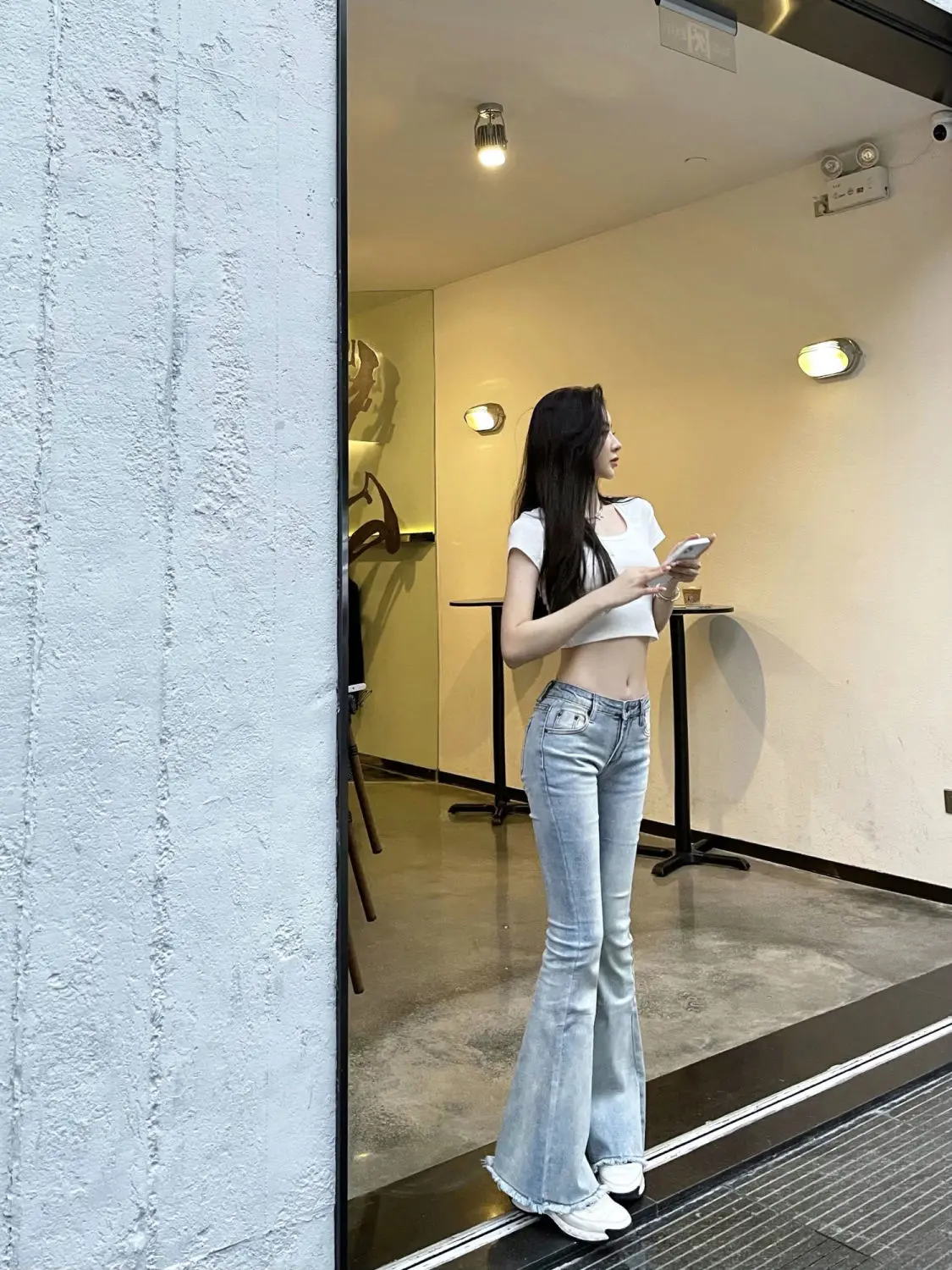 Jeans Donna Pantaloni Svasati Pantaloni Donna Blu Bell Bottom Skinny Slim Fit Vita Bassa Flare Con Tasche Gamba Larga Grunge Y2K