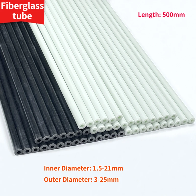 Fibra de Vidro Oca Plástica Dura Rod Fibra de Vidro Rod Branco e Preto Comprimento do od Mm25 mm 500 mm