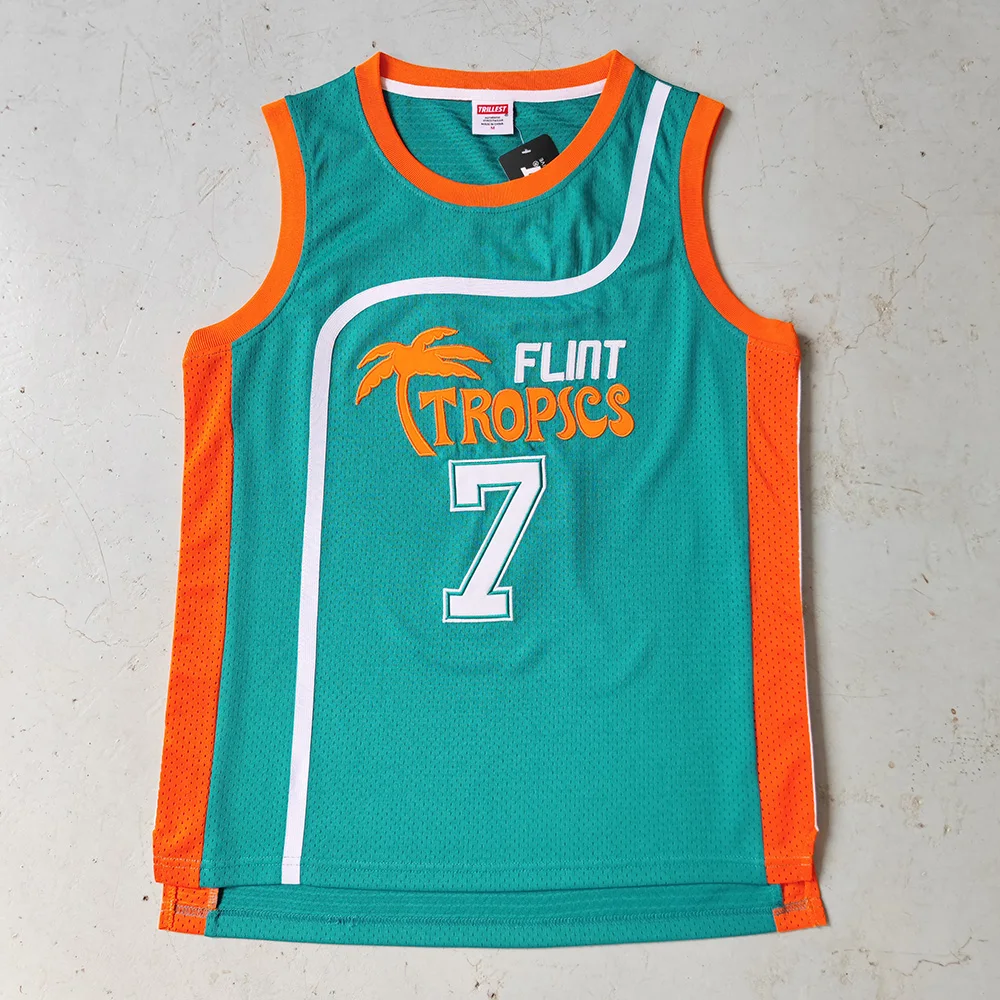 thumbnail image 1 of Camisetas de baloncesto Trillest Semi Pro Movie Jackie Moon 33 Monix 11 blancas y verdes Flint Tropics para hombre para fiesta de Halloween, 1 of 5