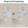 Makeup Vanity Desk with Mirror and Lights, Small Vanity with Fabric Storage Drawer & Chair & Shelves,  Bedroom 3