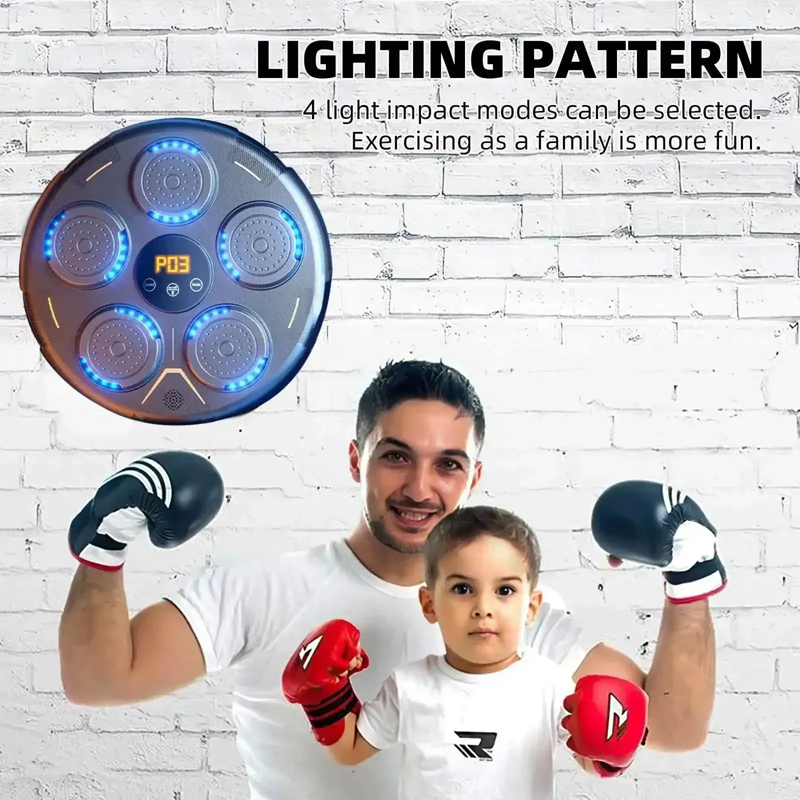 Smart Music Boxing Machine Wall Target, LED Lighted Sandbag, Relaxing Reaction Training Target for Boxing Sports Agility