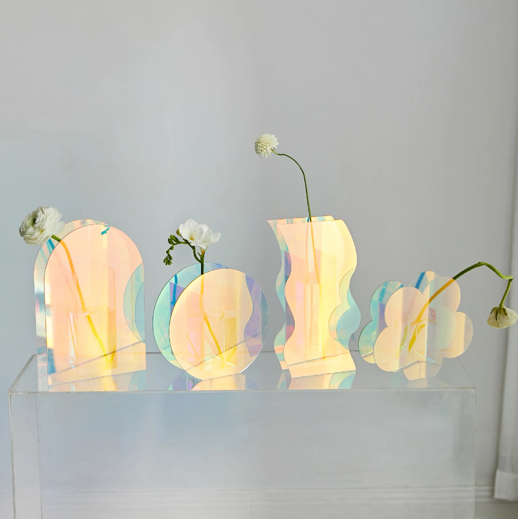 Vaso Acrílico - Da Cor do Arco-íris, Floral Decorativo, Artesanato feito com acrílico reciclado 5