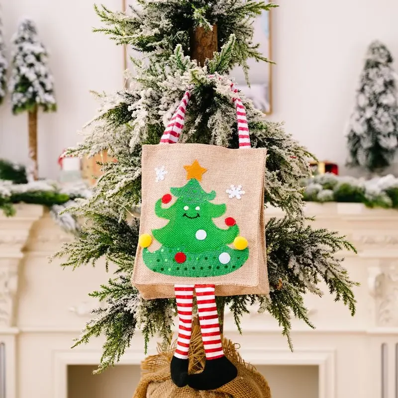 Cartoon Christmas Gift Bag Santa Claus Snowman Bag Christmas Tree Ornament Decorations Xmas New Year Gift Wrapper