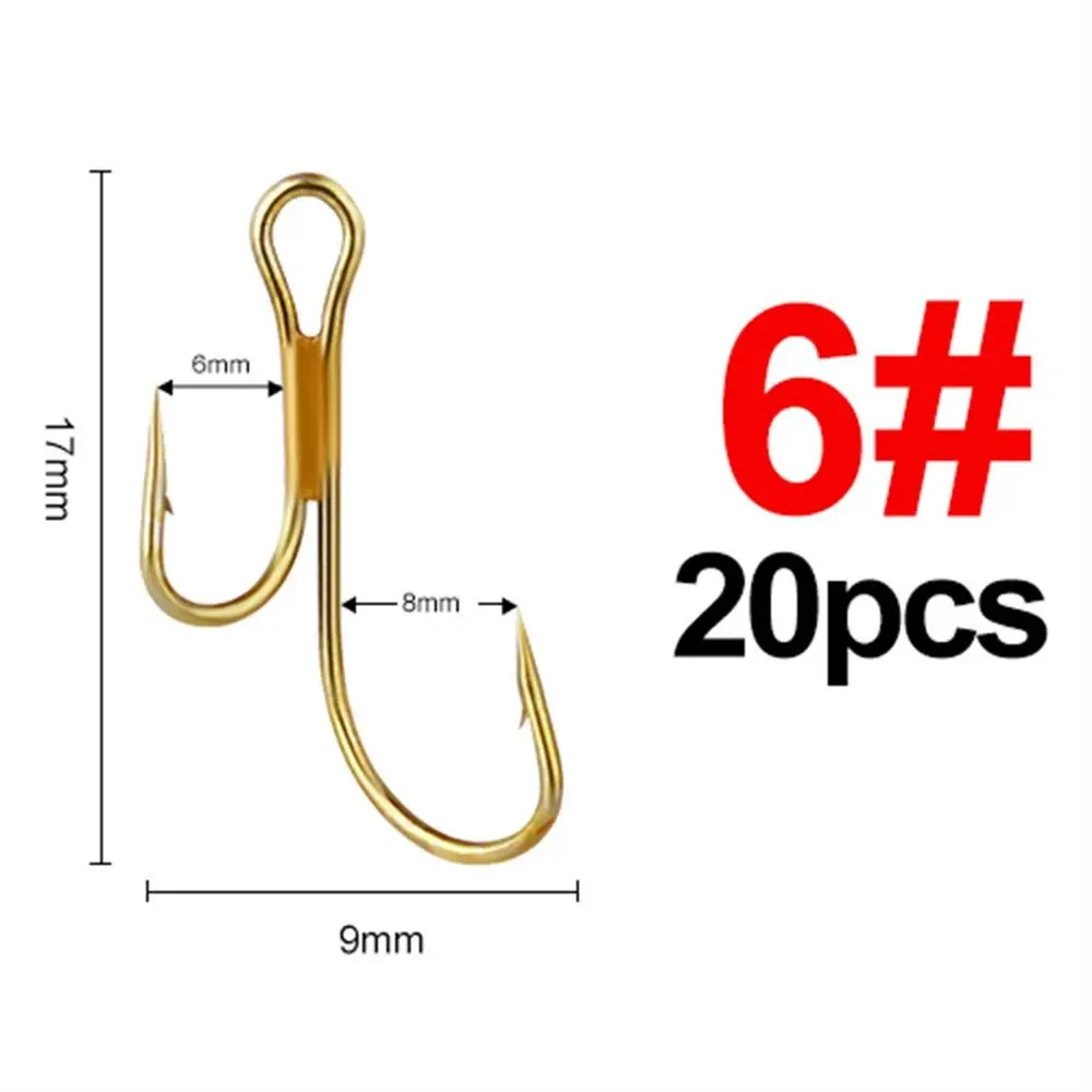 20Pcs Duple Hook Dead Bait Salmon Trout Ryder Pike Fishing Hooks Twins Hooks Golden Fishing Hooks Double Fishing Hooks