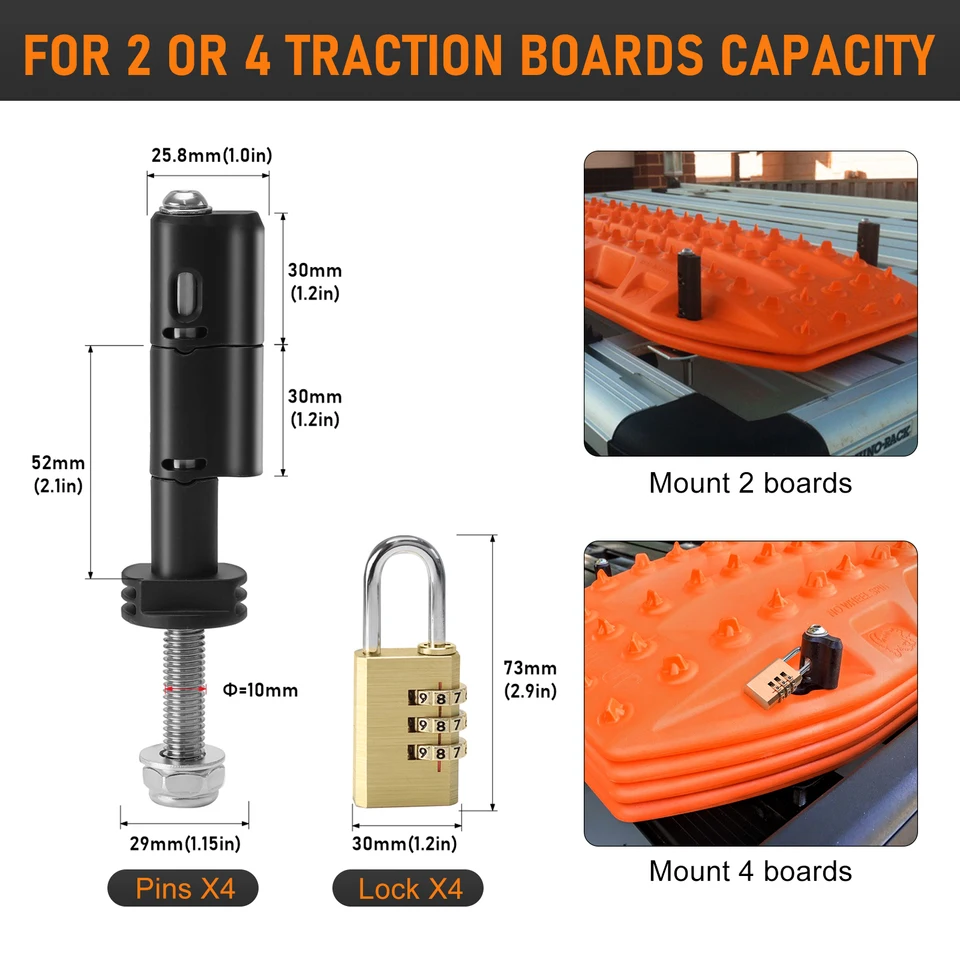 Traction Boards Maxtrax Locking Mount Traction Board 4Pcs Safety