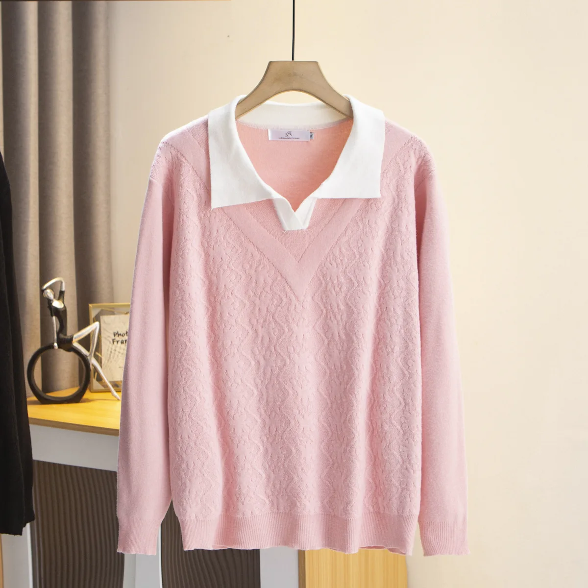 Womens Plus Size Sweaters Casual Clothing Autumn Winter Long Sleeve Polo Collar Jumpers Curve Knitted Pullovers A2 2362