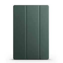 Premium PU Leather Folio Stand Cover for Samsung Galaxy Tab A9 - Soft Silicone Protective Case (Dark green)