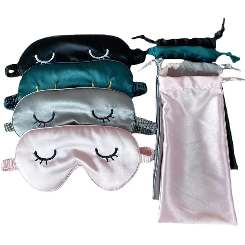 Imitato Silk Sleep Eye Mask Uomini E Donne Fascia Elastica Cute Sleep Eye Mask Travel Relax Eyeppatch Night Benda Traspirante