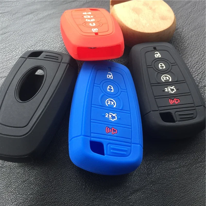 Key Case, Key Case Cover-Silicone Car Key Case Cover for Ford Fusion Mustang Explorer F150 F250 F350 EcoSport Edge S-MAX Ranger Lincoln Mondeo