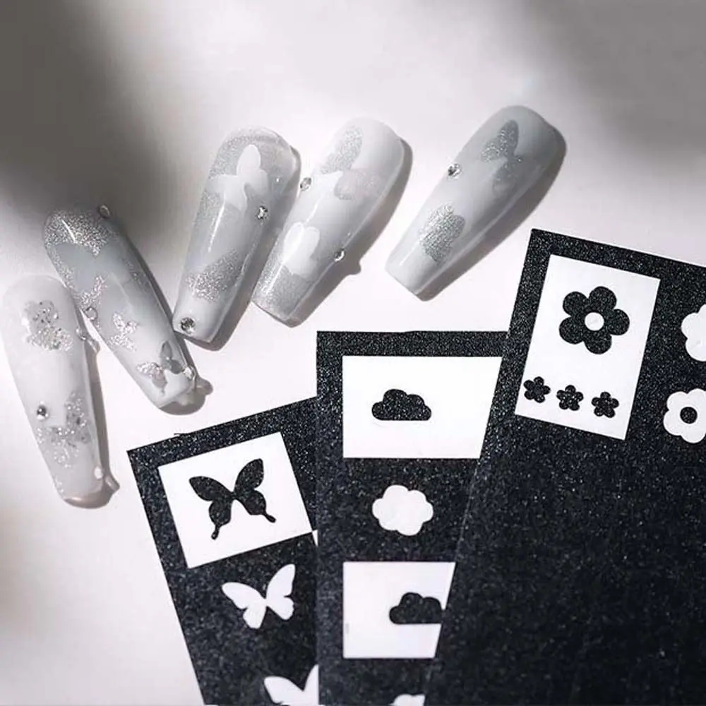 Oco Spray Template Nail Stickers, Manicure Acessórios, Decorações Coração Nail Art, Decalques unhas pintadas à mão