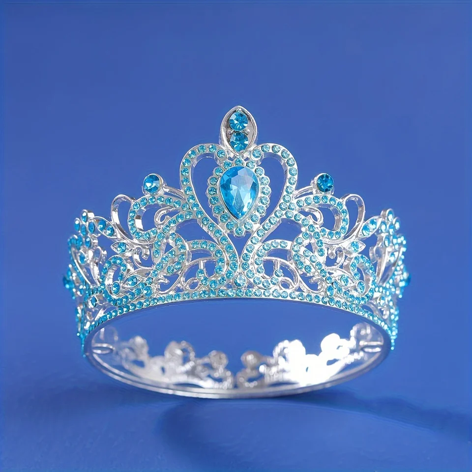 Donne Del Diadema Della Corona Con Le Pietre Preziose Blu Illustrazione