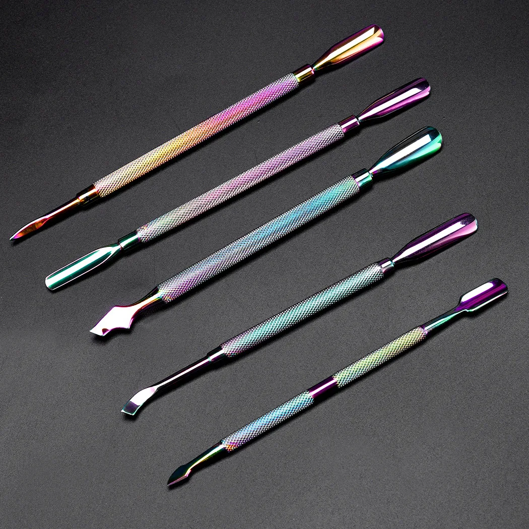 

Nail Cuticle Pusher Stainless Steel Pedicure Manicure Rainbow Sliver Dead Skin Push Remover Nail Art Cleaner Tool маникюр