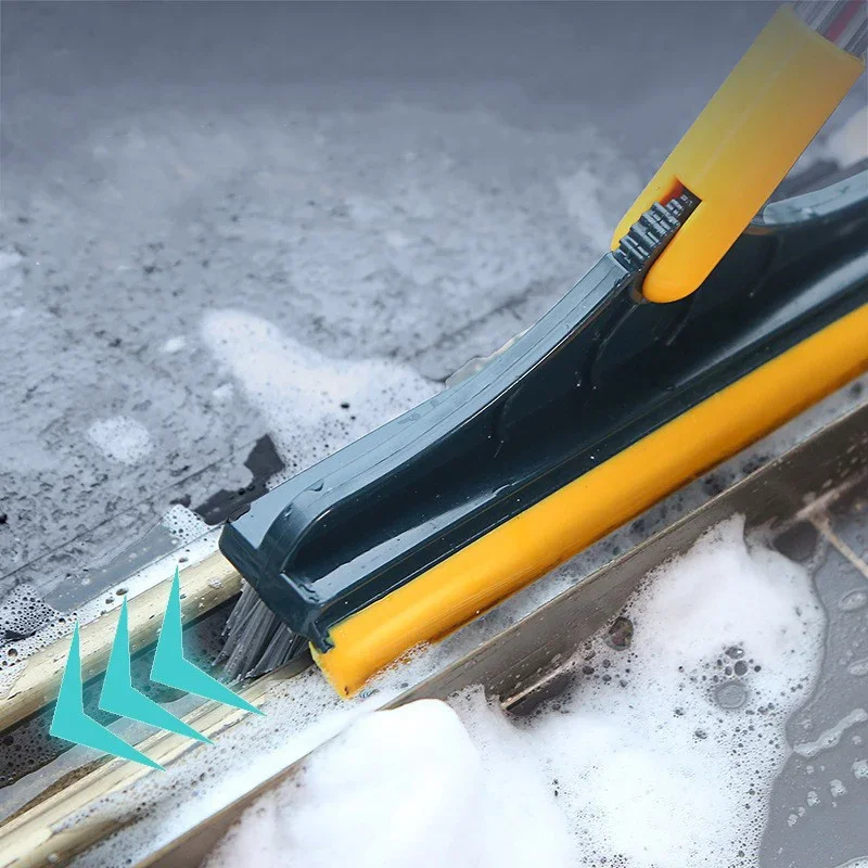 Rotating Floor Scrub Brush Long Handle Windows Squeegee Stiff Bristle Broom Mop 2In1 for Bathroom Kitchen Floor Crevice Cleaning 3