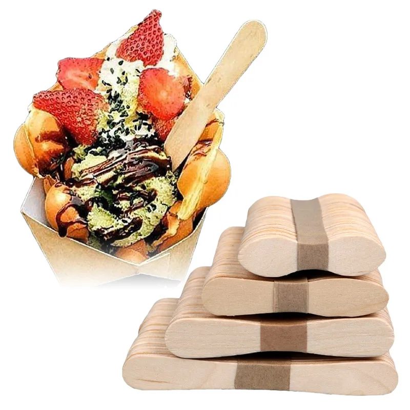 50/100Pcs Ice Cream Sticks Natural Wooden Dessert Spoons Popsicle Sticks Hand Crafts Art Lolly Accessories