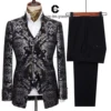 Cenne Des Graoom 2024 New Men Suits Floral Jacquard Blazers Waistcoat Pants 3 Pieces Set Ceremonial Occasion Party Wear Prom 4