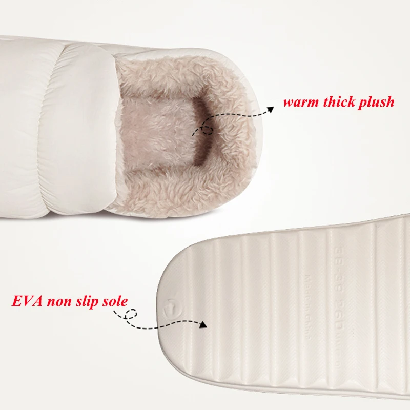 Outdoor Waterproof Cotton Slippers for Women Lightweight Non Slip Warm Home Slippers Woman Slip On Fluffy Winter Shoes Female 45