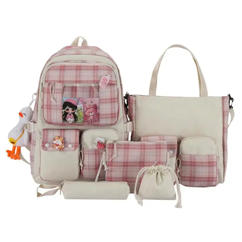 

Cute School Bag Kids Backpack 5PCS/Set Breathable Large Capacity Kids Backpacks For Spine Protection School Supplies Girls