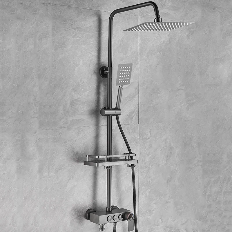 Stainless Steel Bathroom Home Constant Temperature Shower Shower Set BlackGun Grey Pressurized Bathroom Head Bath