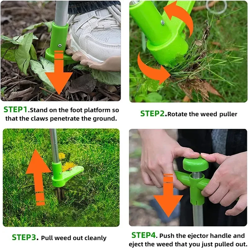 Claw Weeder Root Remover Outdoor Long Handle Killer Claw Weeder  Aluminum Stand Up Weed Puller Removable With Foot Pedal 5