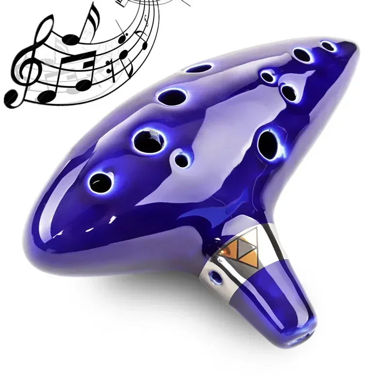 Ocarina Ceramic Legend Of 12 Holes Ceramic Alto C Ocarina Flute Blue Inspired Time Strumento Musicale Per Accessori Per Principianti