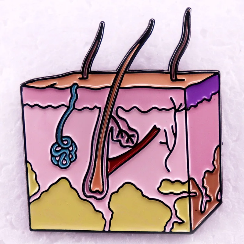 

Skin Tissue Enamel Pins Interesting Cartoon Lapel Brooch Clothing Accessories Gifts for Friends Interested in Medicine
