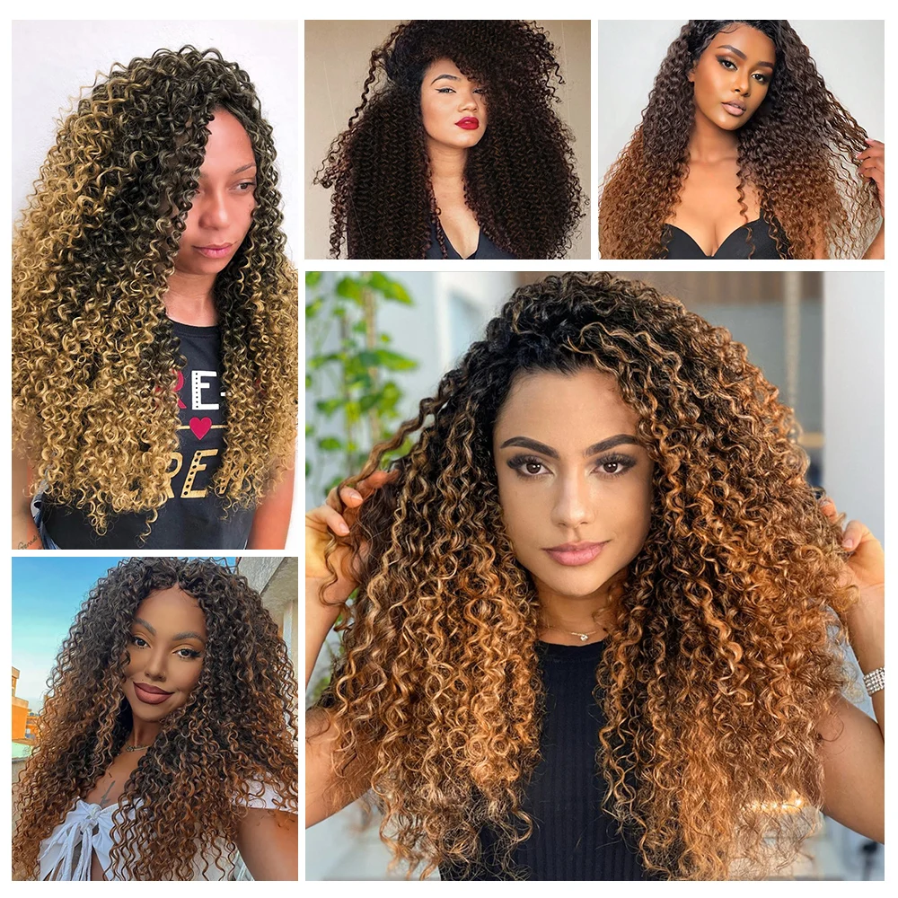 Synthetic Kinky Curly Hair Extensions Long Jerry Curly Bundles Organic High Temperature Fiber Hair For Women Resistant Wave