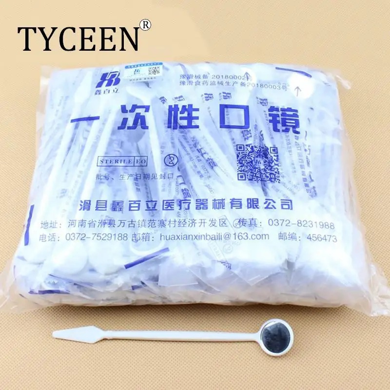 100pcs Plastic Dental Oral Mirror Disposable Dentist Mouth Mirrors Dentist Tool Teeth Whitening Exam Reflector Mirror Instrument