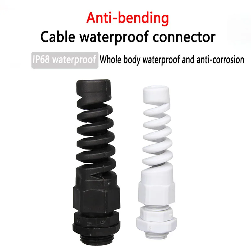 

10Pc/lot Anti-bending Cable Connector IP68 Waterproof Plastic Joint For Electrical Engineering PG7/9/11/13.5/16/21 M12-M27 Nylon