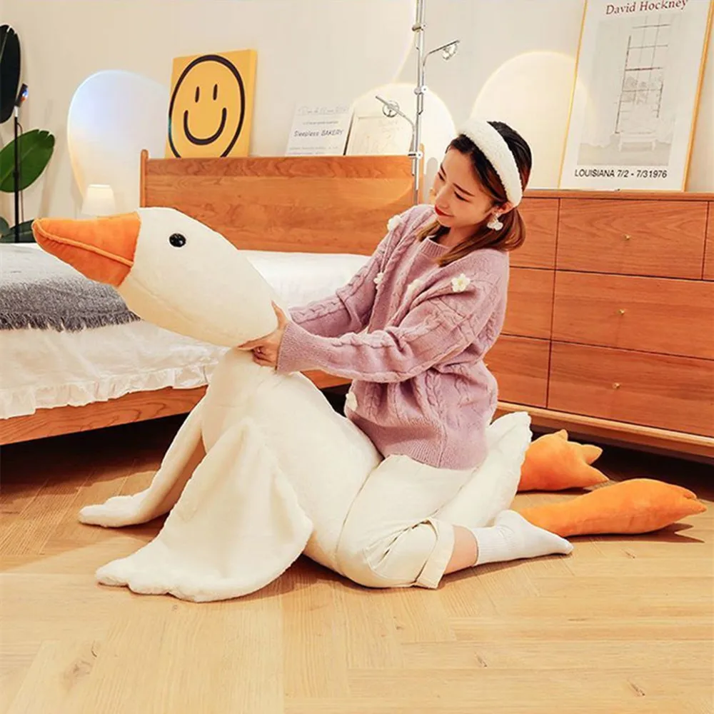 S5d453b00644846e189f3932436902db0K - Giant 50 to 190cm Plush White Goose Toy - Lifelike, Cuddly Comfort for All Ages