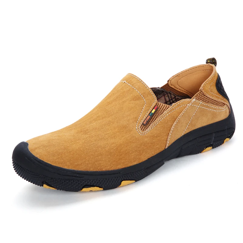 

Comfortable Leather Suede Hiking Shoes Wear-resistant Outdoor Mens Shoes Slip on Mens Climbing Trekking Hunting Sneakers For Men