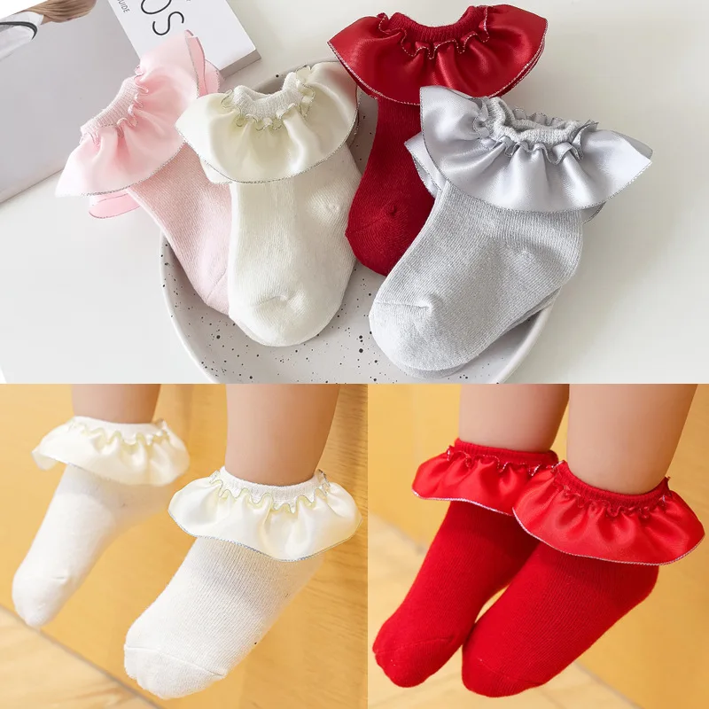 

Ruffle Kids Socks Infant Girls Kids Knee High Lace Frilly Socks Toddler Baby Girls Cotton Infant Long Princess Sock For 0-7Year