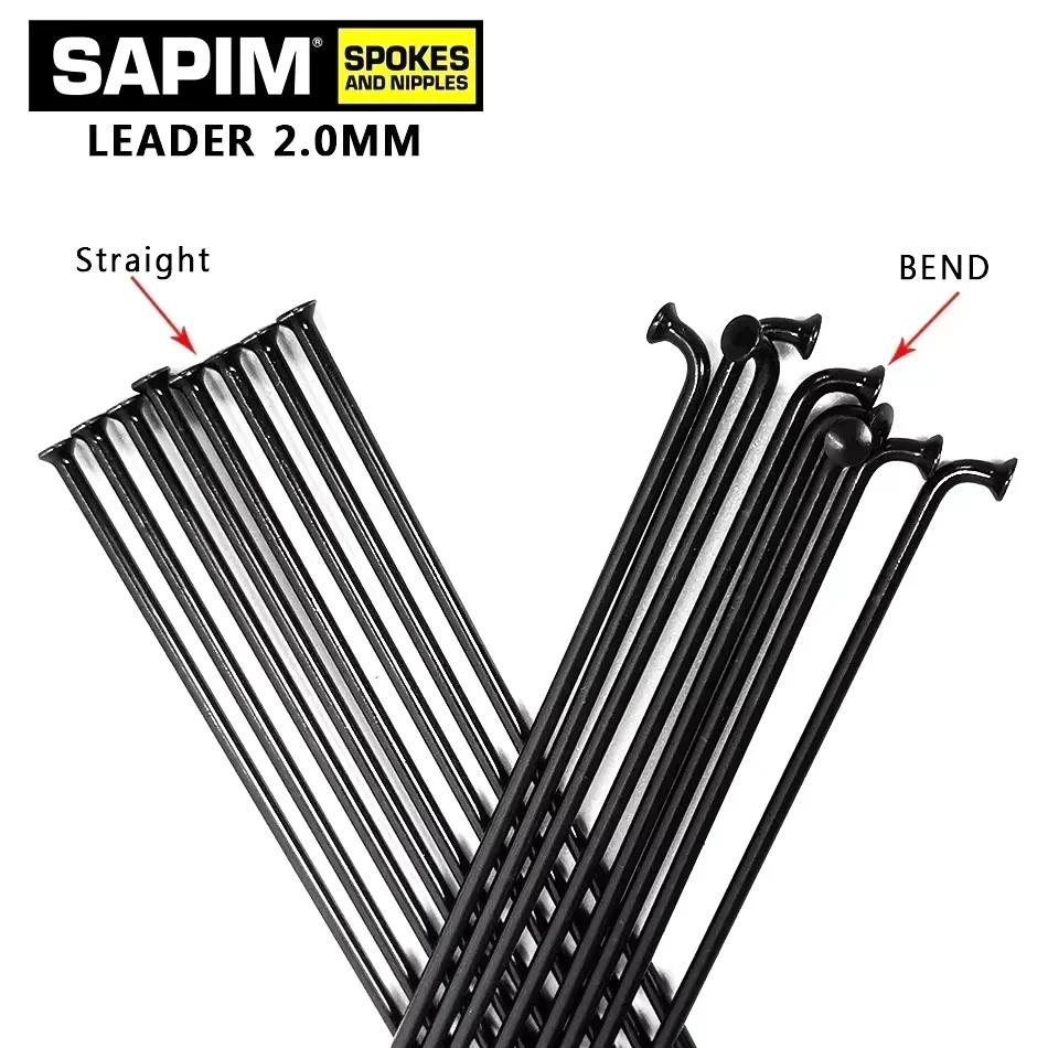 SAPIM Bicycle Spoke 2.0 Round J-shaped Bend/Straight Pull Head 100-310mm Free Choice Comes with Black Copper Cap bicycle spokes
